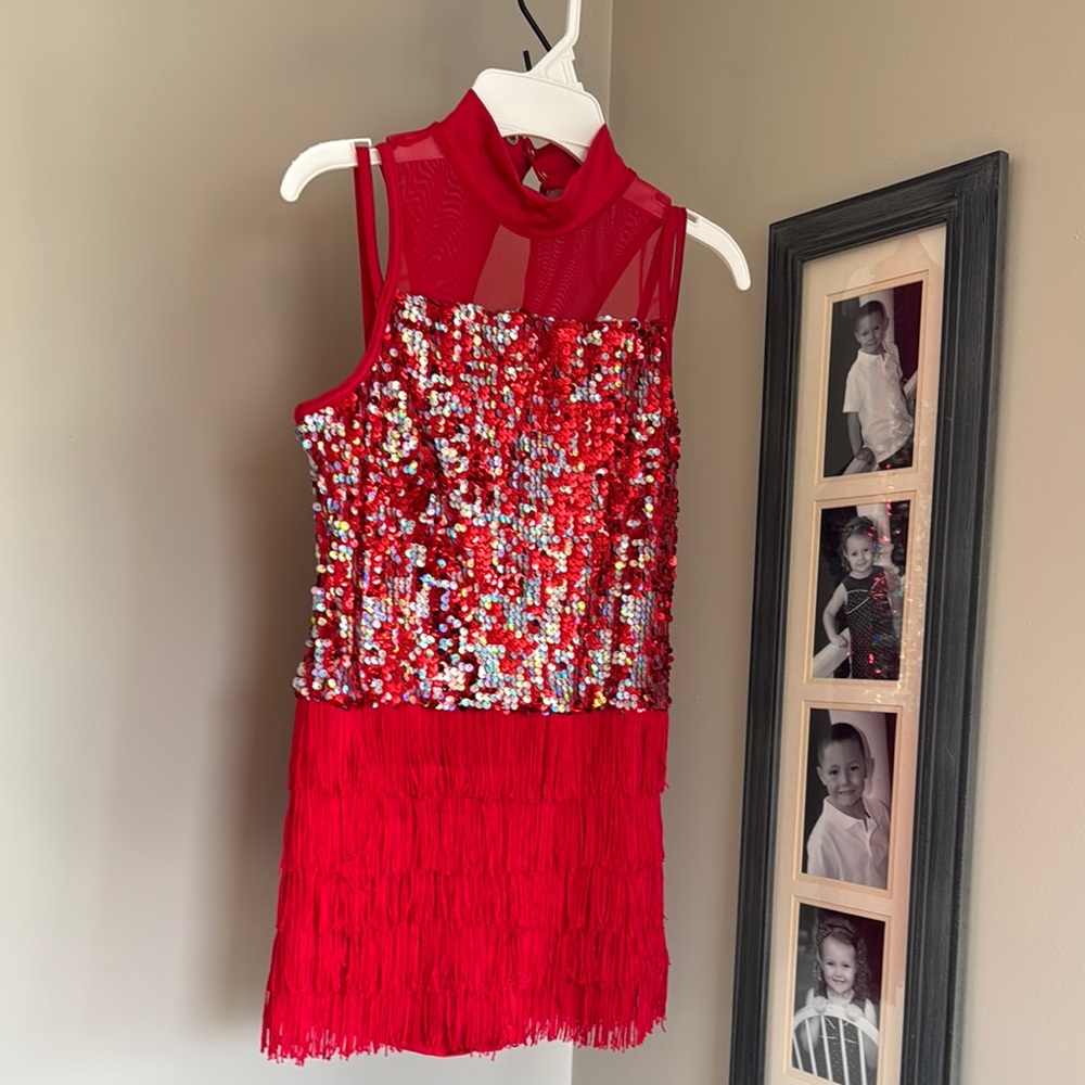 Weissman Red Dance Costume with Sequins and Fringe